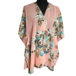 Myth Semi-Sheer Blush Floral Short Kimono
